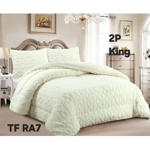 Aladdins Shop - Cobertor De Invierno Texturizado Con Chiporro 2 Plazas Trenzado Blanco Invierno