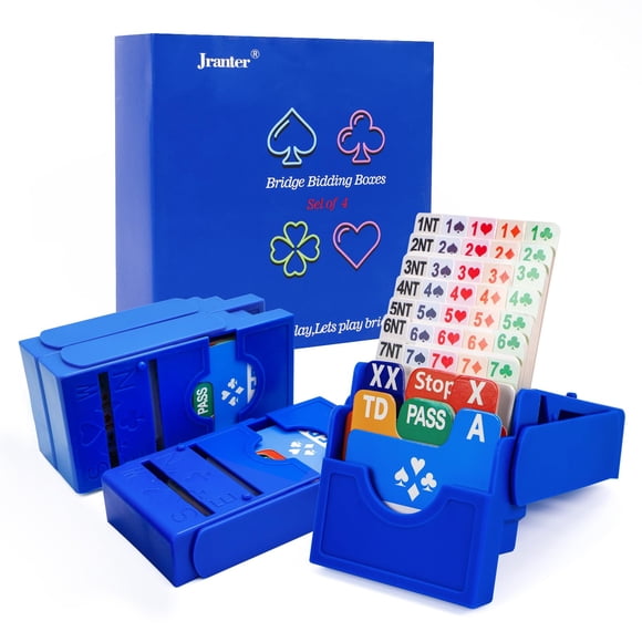 Juego de 4 cajas de papel azul de primera calidad de Bridge Bidding Boxes