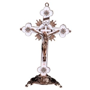 Bothyi - Crucifijo Con Base Jesucristo En Cruz Estatuas Para Capilla Oficina Blanco