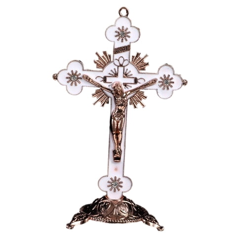 Bothyi - Crucifijo Con Base Jesucristo En Cruz Estatuas Para Capilla Oficina Blanco