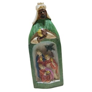 Magideal - Estatua Resina Natividad Conjunto Decoración Escultura Religiosa Ornamento Navidad Figurita Decoración Sagrada Familia Figura Para Estudio Verde