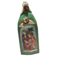 Magideal - Estatua Resina Natividad Conjunto Decoración Escultura Religiosa Ornamento Navidad Figurita Decoración Sagrada Familia Figura Para Estudio Verde