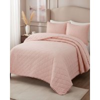 Imac Hogar - Quilt Premium Blanco Boho-Chic Con Pompones 2 Plazas