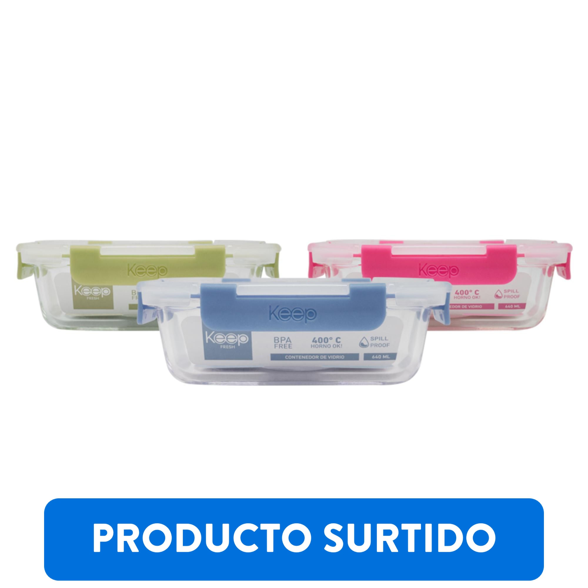 Keep - Contenedor De Vidrio Con Alitas 640Ml Multicolor