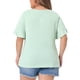 thumbnail image 3 of Agnes Orinda Tops para Mujer Tallas Grandes Cuello Redondo Camisetas de Manga Corta con Volantes Blusa Casual de Verano 3X Verde Menta, 3 of 6