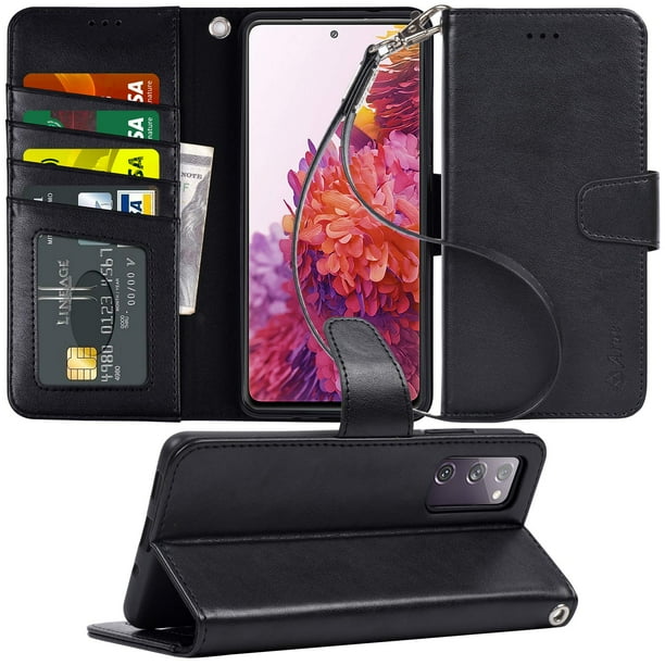 Upgrade Your Samsung Galaxy with this Stylish Arae Case - Card Holder, Wrist Strap & Flip Cover!