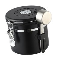 Magideal - Recipiente Multiusos Para Granos De Café, Almacenamiento Al Vacío De Acero Inoxidable Y Utensilios De Cuchara, Recipientes Herméticos Para Té Y Azúcar 1.2L