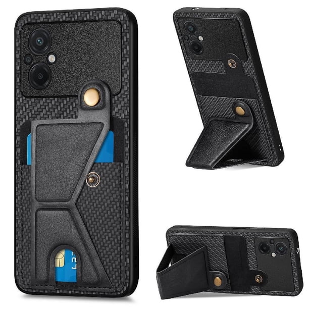 Funda Resistente para Xiaomi Poco M5 4G con Tarjetero y Soporte, Diseño Magnético Negro