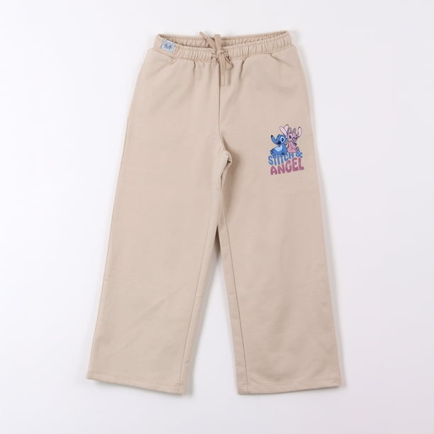Pantalón de Buzo Niña Stitch & Angel Disney Flare Beige