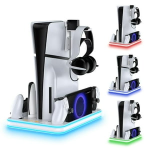 Genérico - Soporte Y Estación De Refrigeración Ps5 Slim, Con Controlador Led Rgb, Accesorios De Refrigeración Ps5/Ps5 Slim-Blanco