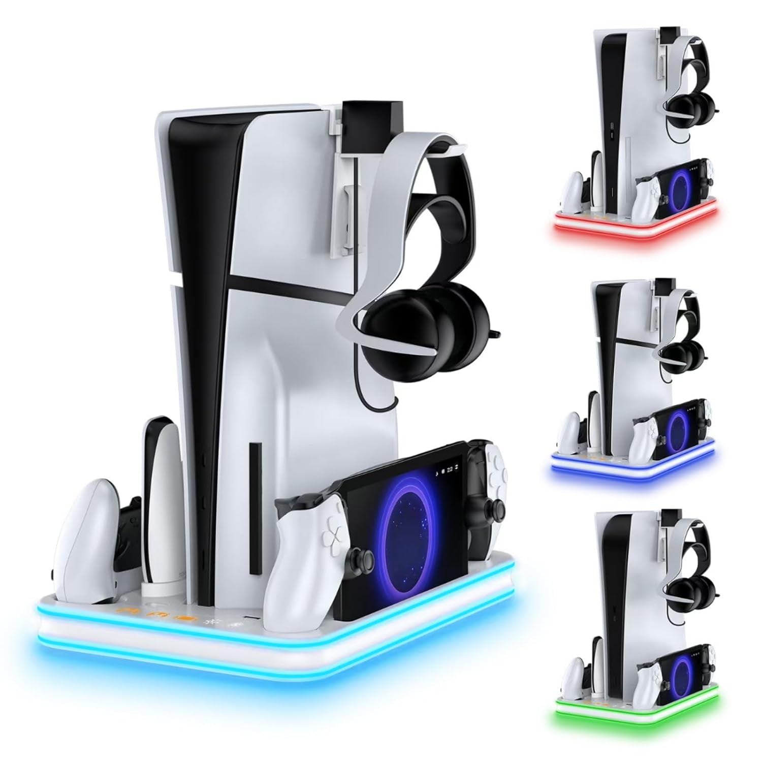 Genérico - Soporte Y Estación De Refrigeración Ps5 Slim, Con Controlador Led Rgb, Accesorios De Refrigeración Ps5/ps5 Slim-blanco