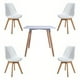thumbnail image 1 of Comedor Mesa Cuadrada Blanca + 4 Sillas Tulip Acolchadas Blancas, 1 of 8