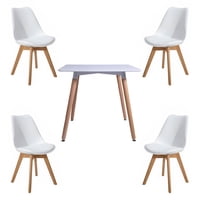 Klik Muebles - Comedor Mesa Cuadrada Blanca + 4 Sillas Tulip Acolchadas Blancas