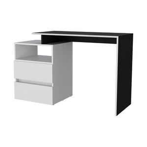 Fmfurniture - Escritorio 2 Cajones Fm-029N Negro Y Blanco