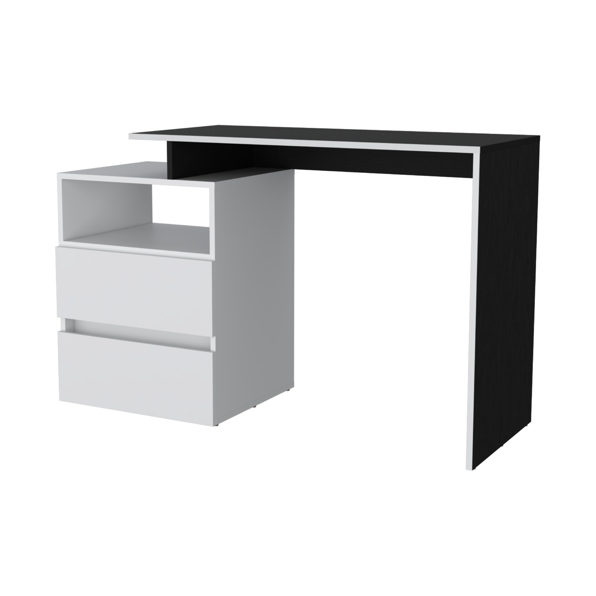 Fmfurniture - Escritorio 2 Cajones Fm-029n Negro Y Blanco
