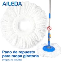 Aileda Repuesto Mopa Redonda Universal Para Balde Centrifugos Color Blanco Repuesto De Mopa Trapeador Giratoria 360