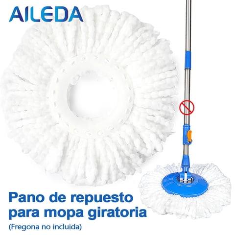 Aileda Repuesto Mopa Redonda Universal Para Balde Centrifugos Color Blanco Repuesto De Mopa Trapeador Giratoria 360