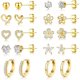 thumbnail image 1 of Set de aros pequeños dorados para mujer, chapados en oro de 14 quilates con circonita cúbica, 1 of 3