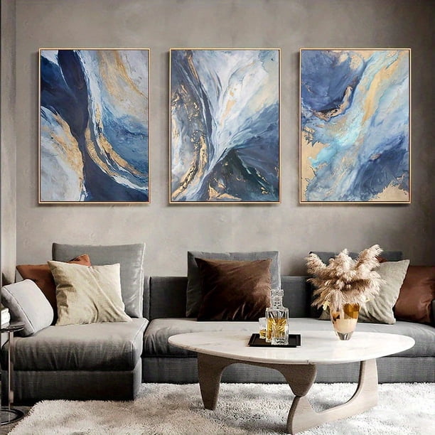 3pcs Gold Luxury Canvas Paintings: Add a Touch of Elegance to Your Home Decor!