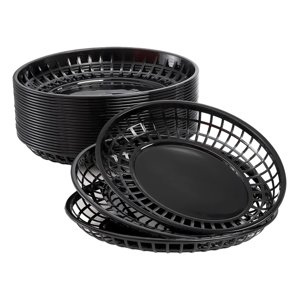 Magideal - 24 Cestas De Comida, Bandejas Para Servir Pan, Cestas Para Freír, Cestas Para Charcutería, Para Fiestas, Manualidades, Pequeñas Herramientas Para El H Negro