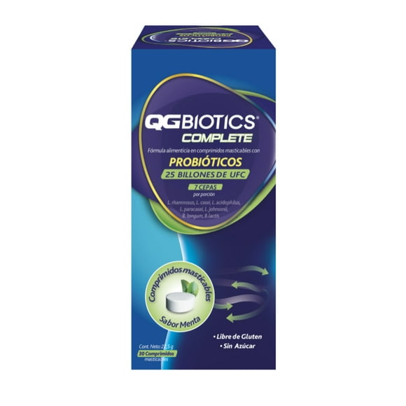 QGBiotics Complete probióticos 25 billon UFC 30 masticables