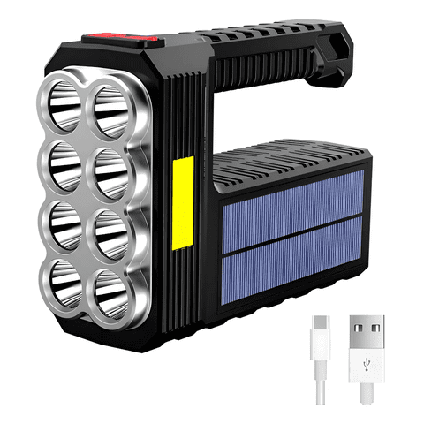 Genérico - Linterna De Mano Portátil 8 Led Recargable Solar Usb Camping Color De La Linterna Negro Color De La Luz Blanco