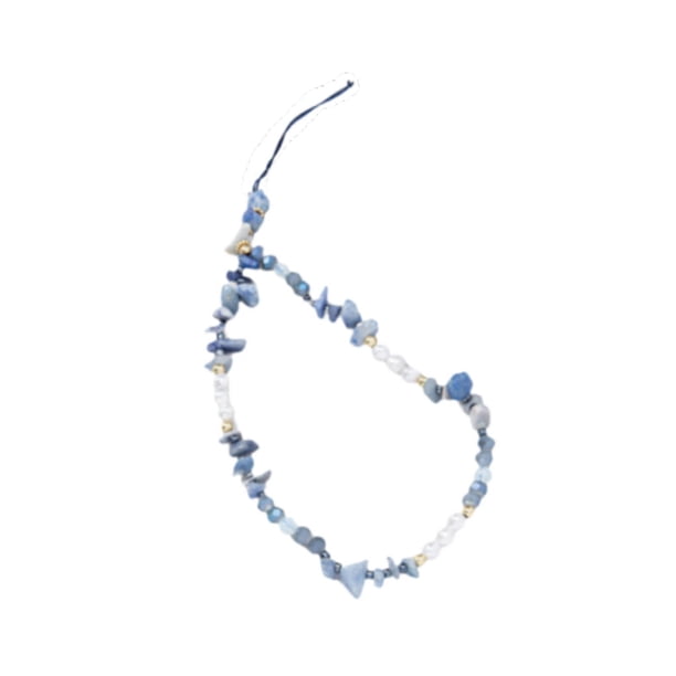 Abalorios para teléfono, correa de muñeca para teléfono, decoración multifuncional, cordón decorativo para teléfono, cadena para teléfono, regalo de Azul
