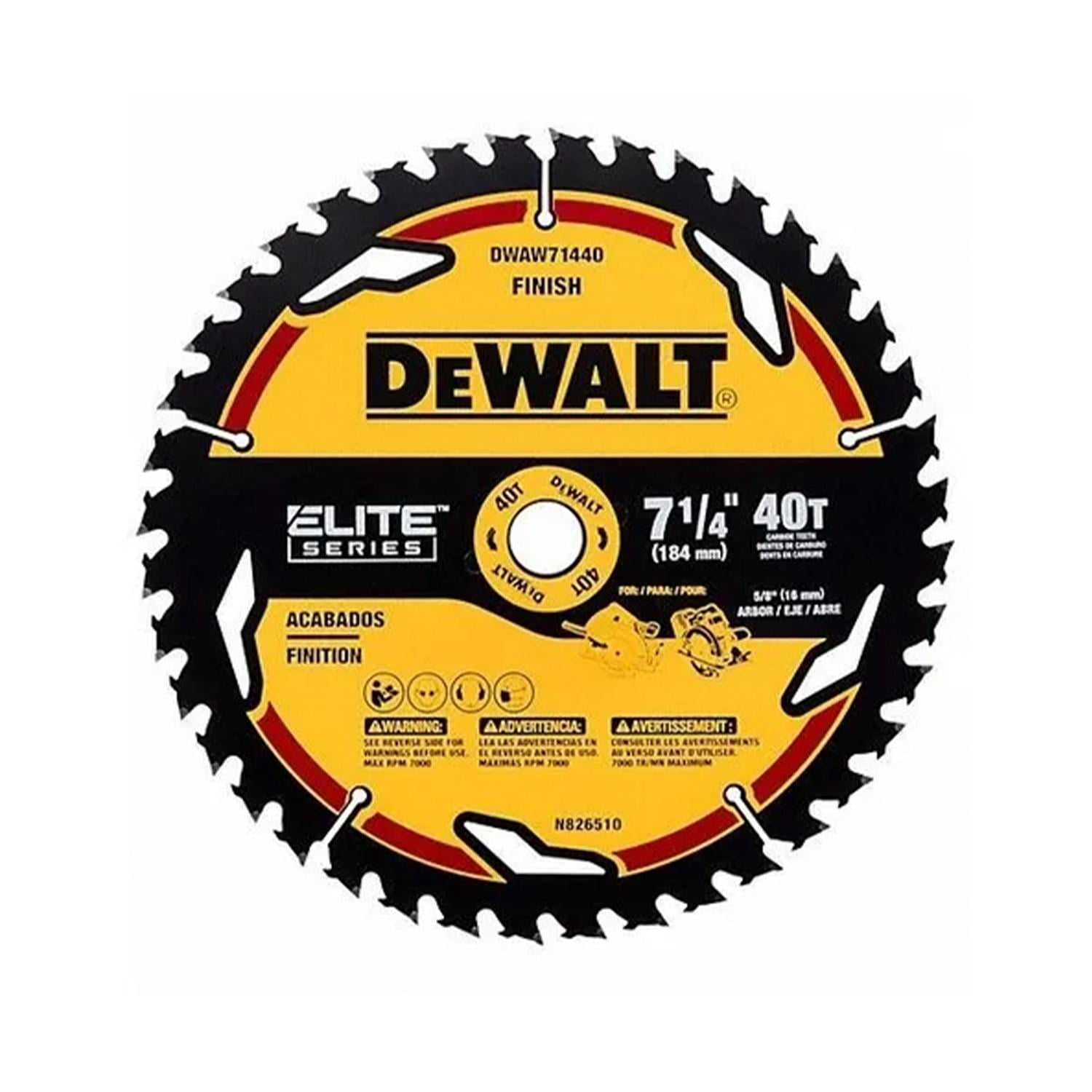 Disco Elite Sierra Circular Saw Blade 7-1/4 40d Dewalt Dt90259 Amarillo