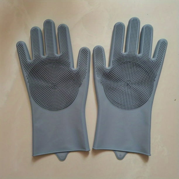Effortlessly Clean Your Dishes with our Waterproof and Insulated Silicone Dishwashing Gloves - Includes Bonus Dishwashing Brush! Perfect for Housework Cleaning - 1 Pair