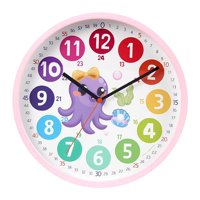 Magideal - Reloj Didáctico Moderno, Silencioso, Fácil De Leer, Reloj De Educación Temprana, Reloj De Pared Para Niños Para Padres Y Maestros, Escuela, Útiles Esc Pulpo