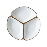 Magideal - Plato Dividido Con Compartimentos Para Niños, Vajilla De Cerámica Con Control De Porciones, Vajilla Redonda De 3 Compartimentos, Plato De Cena De Tres Blanco