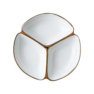 Magideal - Plato Dividido Con Compartimentos Para Niños, Vajilla De Cerámica Con Control De Porciones, Vajilla Redonda De 3 Compartimentos, Plato De Cena De Tres Blanco