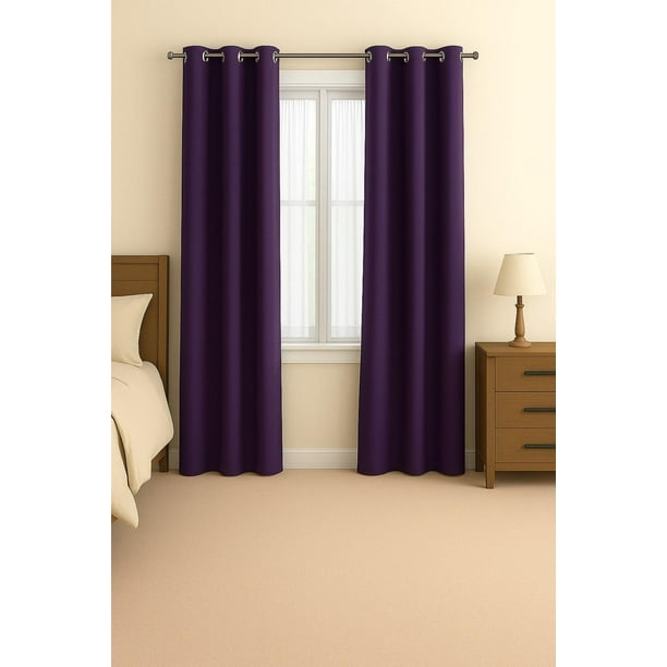 Pack 2 Cortina Engomada Termica Tela Delgada 100% Blackout 140X225 violeta 140X225