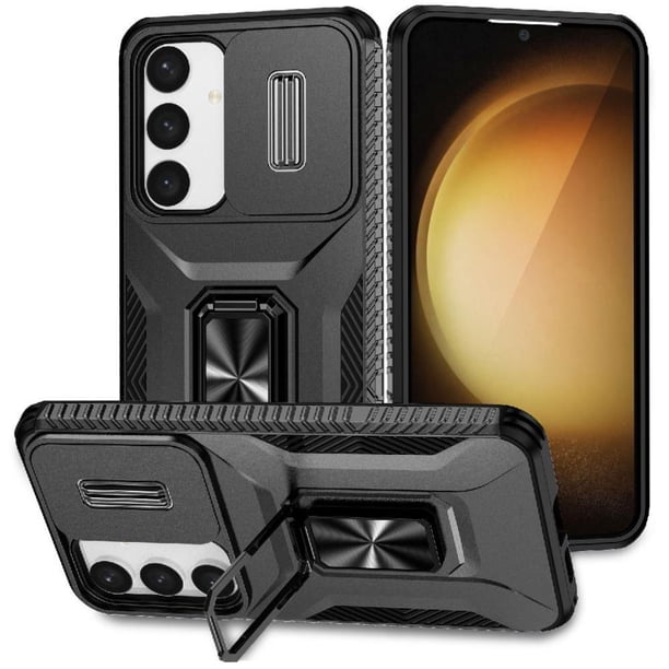 Funda Armada para Samsung Galaxy S24 Plus con Tapa Deslizante y Soporte Magnético Giratorio Negro