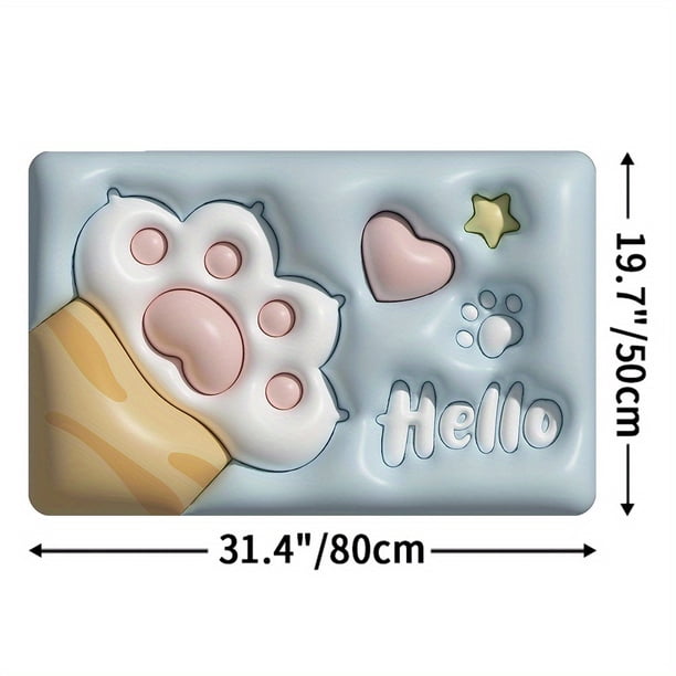 1pc Soft and Absorbent Cute Cat Paw Pattern Bath Rug - Non-Slip Shower Carpet for Home Bathroom - Quick Dry Bath Mat - Bathroom Accessory