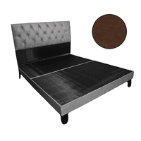 Mueblart - Base De Cama Con Respaldo A Piso King Café Eco Cuero