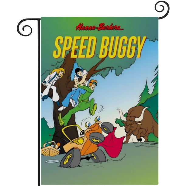 Speed Buggy-bandera de jardín temática. Regalo perfecto para fans, amigos y familiares, ideal para actividades al aire libre y decoración de fiestas.28CM*45CM