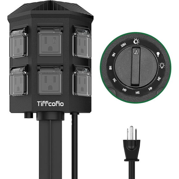 Temporizador Exterior De 6 Enchufes 15 A Y 125 V