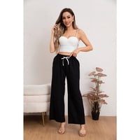 Likeshop - Pantalón Mujer Casual Recto Algodón Tipo Lino Tiro Alto 7003