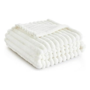 Frazada Manta Piecera 130 X 150 Cm Termica Rayas Sherpa Aura Zeus Blanco
