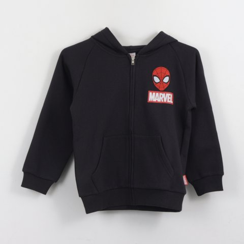 Polerón Con Cierre Niño Spiderman Negro Marvel