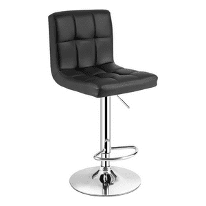 Genérico - Pack 2 Silla Piso Bar Taburete Respaldo Ecocuero Regulable Negro
