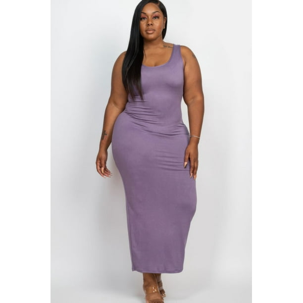 Vestido Largo Básico Liso de Talla Grande