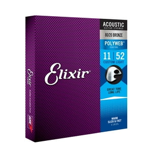 Cuerdas Para Guitarra Acústica Elixir 80/20 Bronze Con Revestimiento Polyweb