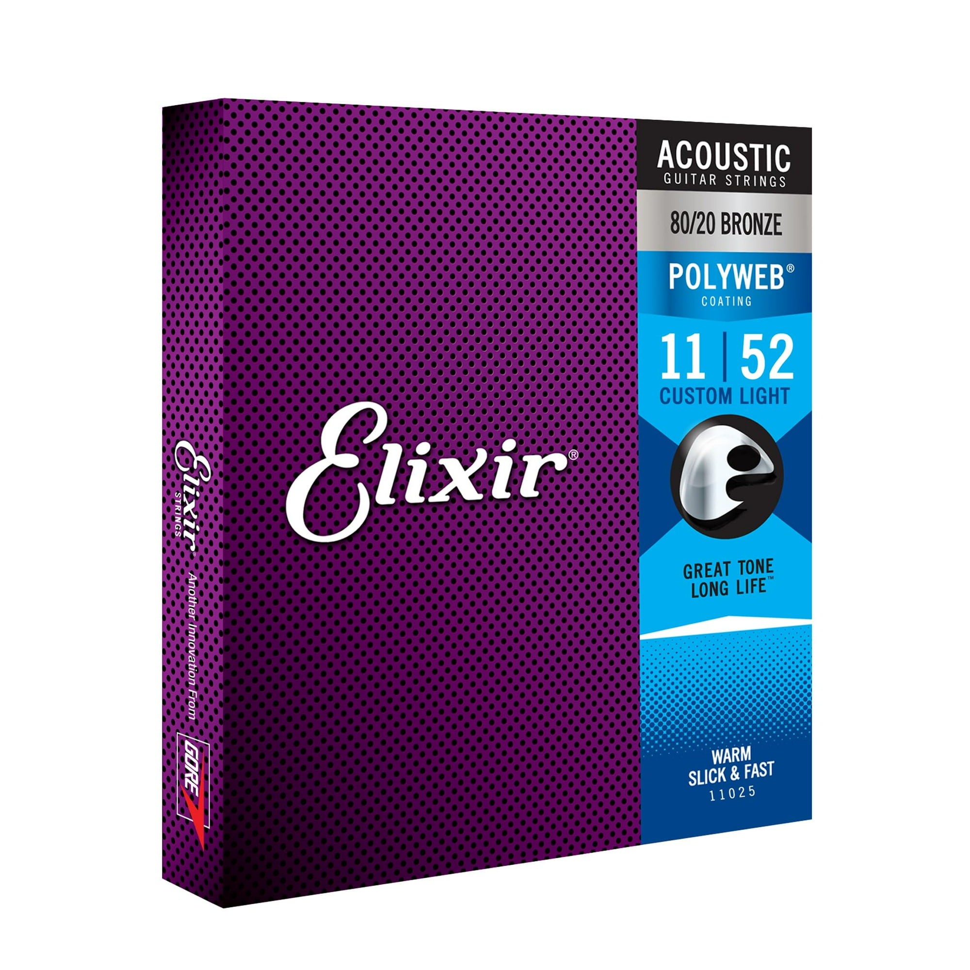 Cuerdas Para Guitarra Acústica Elixir 80/20 Bronze Con Revestimiento Polyweb