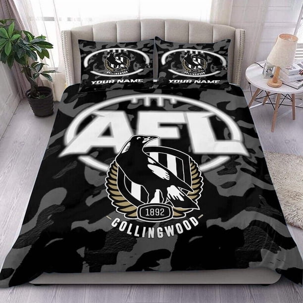 Collingwood Magpies Bedding AFL DOONA Duvet Cover Pillowcase Kid FAN Gift Queen3-Piece Bedding Set