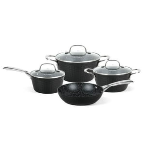 Batería De Cocina Antiadherente Black Copper 7 Pzs Simplit Negro