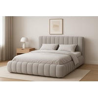 Ethan Desing - Cama Nube 2 Plazas Gris Claro Perla+ Colchón 2P Mery Desing 30Cm + 2 Almohadas Masel