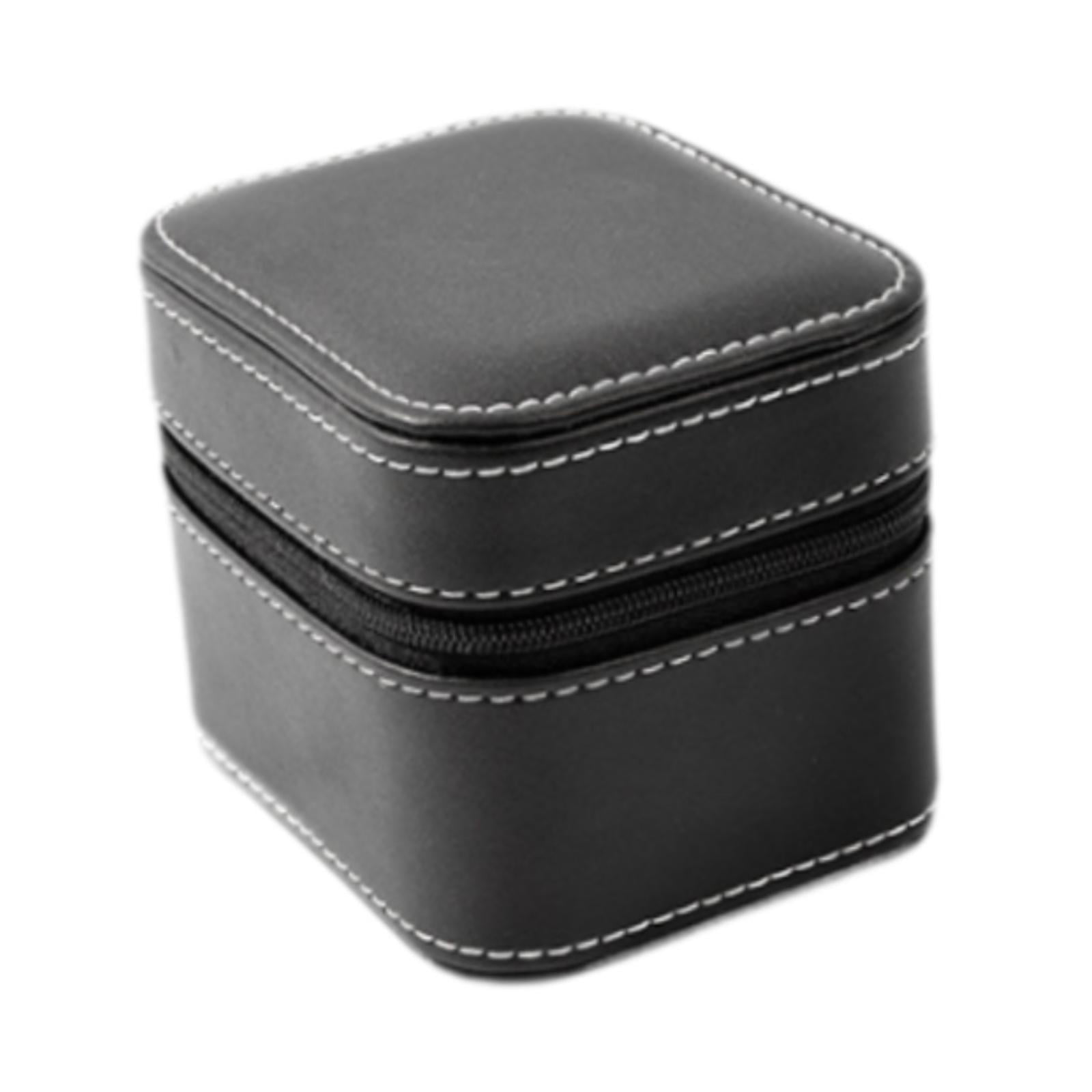 Magideal - Caja De Reloj Individual, Caja De Reloj De Pulsera Portátil De Cuero Pu, Regalo Elegante, Práctico Cierre De Cremallera Para Hombres, Estuche De Viaje Negro