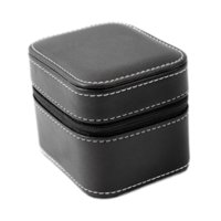 Magideal - Caja De Reloj Individual, Caja De Reloj De Pulsera Portátil De Cuero Pu, Regalo Elegante, Práctico Cierre De Cremallera Para Hombres, Estuche De Viaje Negro